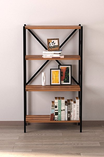 Shelving Unit Cheapest furniture Halros, metal, black/walnut ...