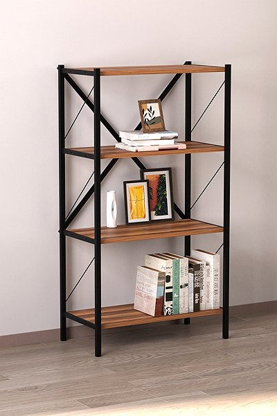 Shelving Unit Cheapest furniture Halros, metal, black/walnut ...