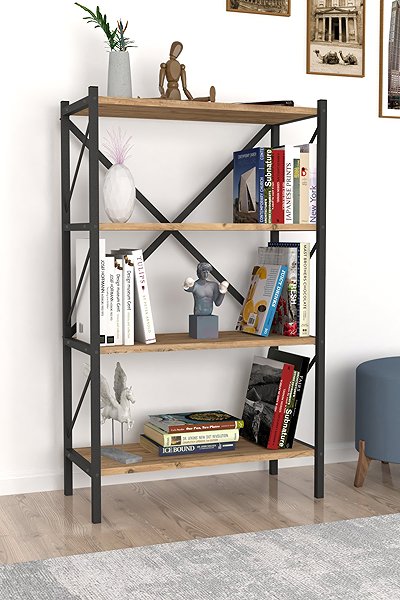 Shelving Unit Cheapest furniture Halros, metal, black/pine ...
