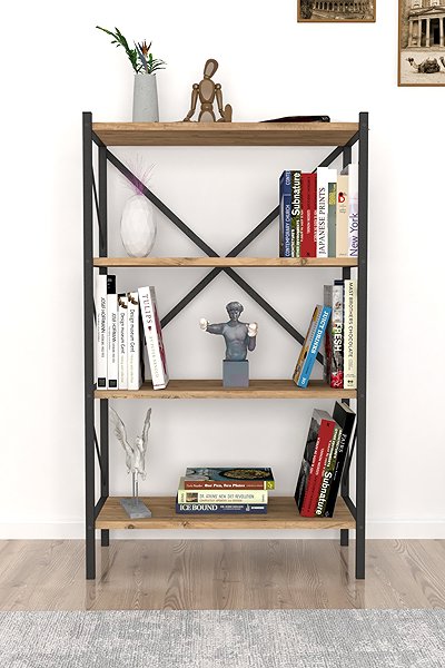 Shelving Unit Cheapest furniture Halros, metal, black/pine ...