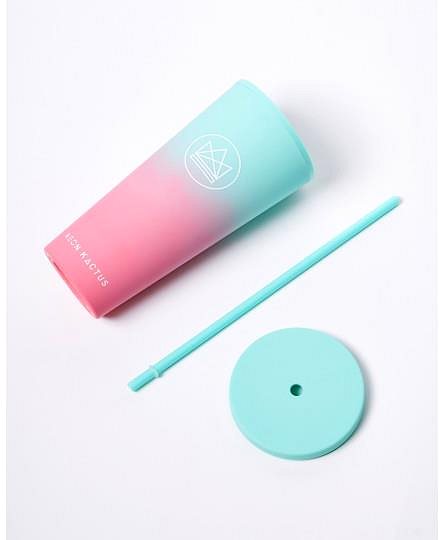 Trinkbecher Neon Kactus Trinkbecher mit Strohhalm 625 ml türkis/rosa ...