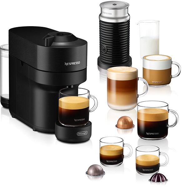Kapsel-Kaffeemaschine NESPRESSO De'Longhi Vertuo Pop & Aeroccino Liquorice Black ENV90.BAE ...