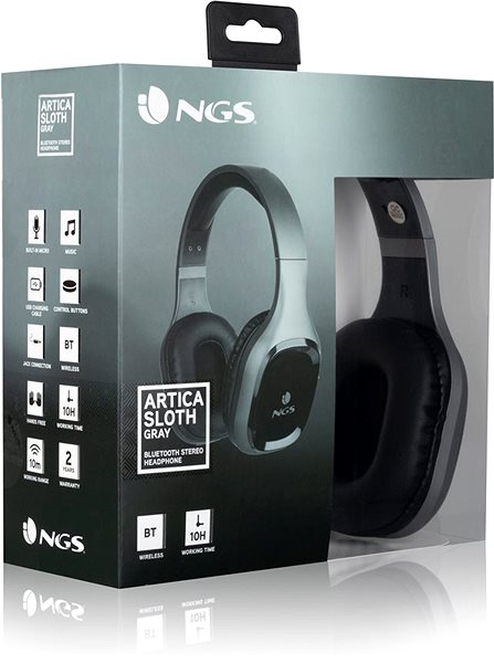 Wireless Headphones NGS Arctica Sloth Grey Packaging/box