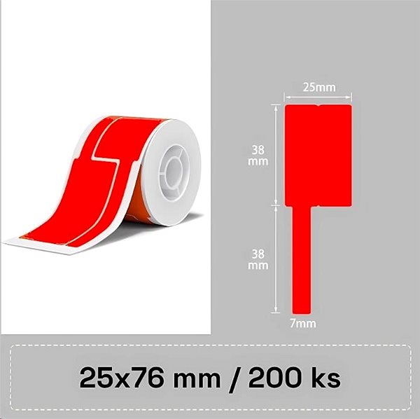 Paper labels Niimbot cable labels T 25x76mm 200pcs Red for B21, B21S, B3, B1S .