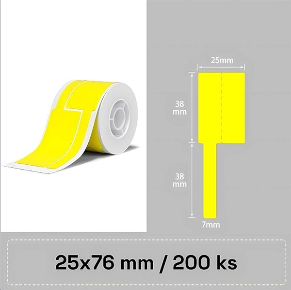 Paper labels Niimbot cable labels T 25x76mm 200pcs Yellow for B21, B21S, B3, B1S .