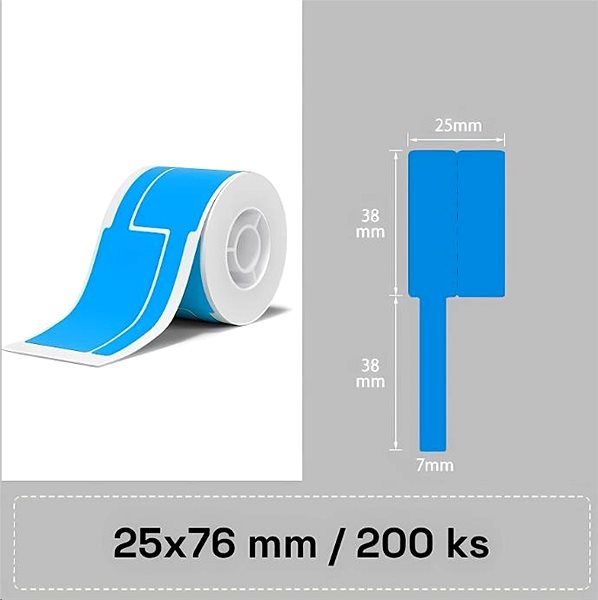 Paper labels Niimbot cable labels T 25x76mm 200pcs Blue for B21, B21S, B3, B1S .