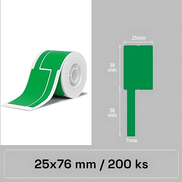 Paper labels Niimbot cable labels T 25x76mm 200pcs Green for B21, B21S, B3, B1S .