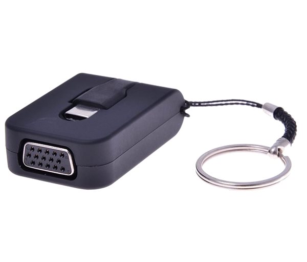Átalakító PremiumCord Átalakító USB-C male to VGA female, behúzható kábel + kulcstartó Oldalnézet