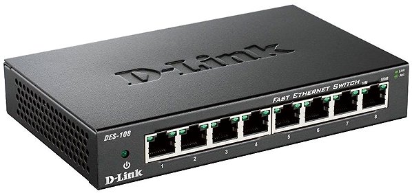 Switch D-Link DES-108 / E. Seitlicher Anblick