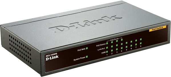 Switch D-Link DES-1008P Seitlicher Anblick