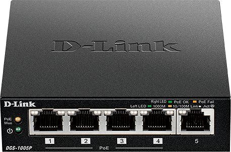 Switch D-Link DGS-1005P Csatlakozási lehetőségek (portok)