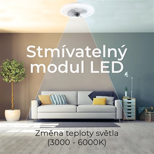 Fan Noaton 13045W Puppis, white, ceiling fan with light ...