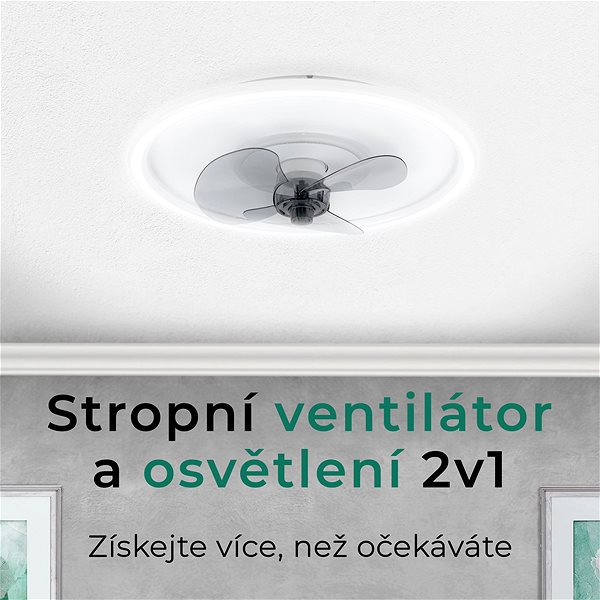 Fan Noaton 13045W Puppis, white, ceiling fan with light ...