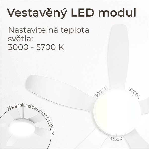 Fan Noaton 12132WWB Maia, white and maple, ceiling fan with light ...