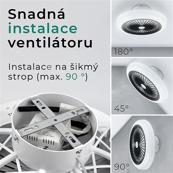 Fan Noaton 11045B Polaris, black, ceiling fan with light ...