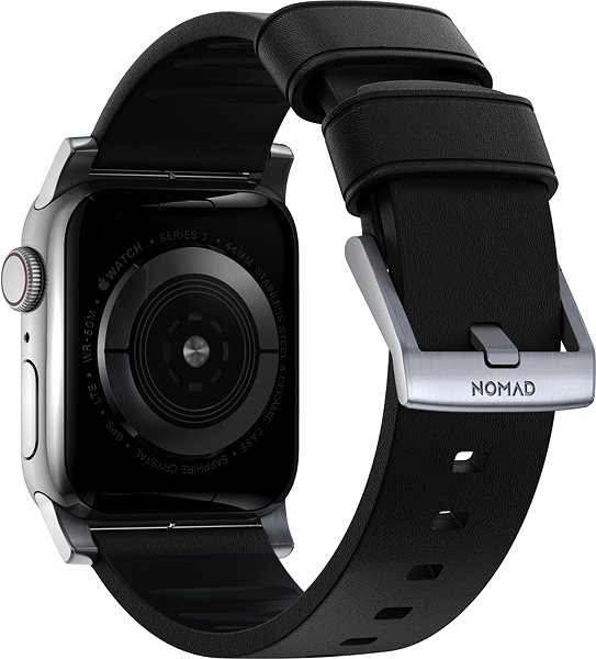 Szíj Nomad Active Strap Pro fekete ezüst Apple Watch 44/42 mm ...