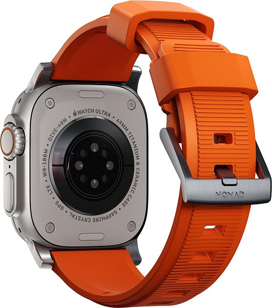 Armband Nomad Rugged Strap Orange/Silver für Apple Watch 42 mm / 44 mm / 45 mm / Ultra 49 mm ...