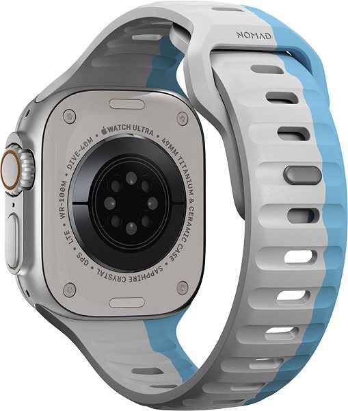 Szíj Nomad Sport Strap Apple Watch 49mm / 45mm / 44mm / 42mm - lunar gray/electric blue ...