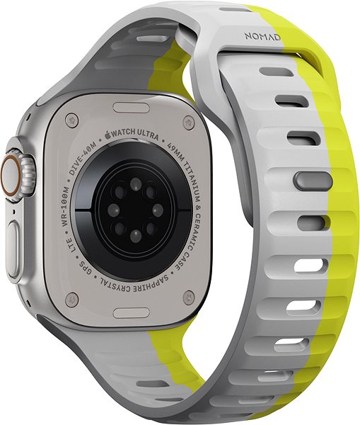 Armband Nomad Sport Strap für Apple Watch 49/45/44/42mm, lunar gray/high volta ...