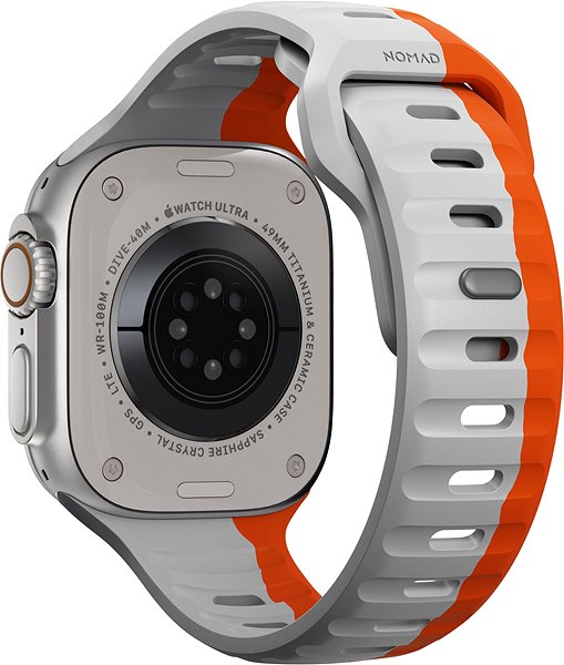 Armband Nomad Sport Strap für Apple Watch 49/45/44/42mm, lunar gray/ultra orange ...