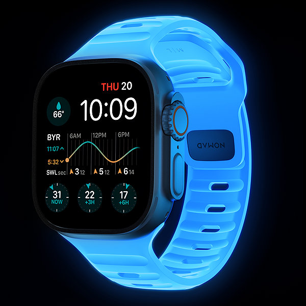 Remienok na hodinky Nomad Sport Strap Ice Blue Glow – Apple Watch 49 mm/46 mm/45 mm/44 mm/42 mm ...
