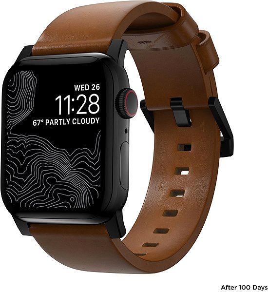 Armband Nomad Modern Band English Tan Leather Black Hardware AW 46mm/49mm ...