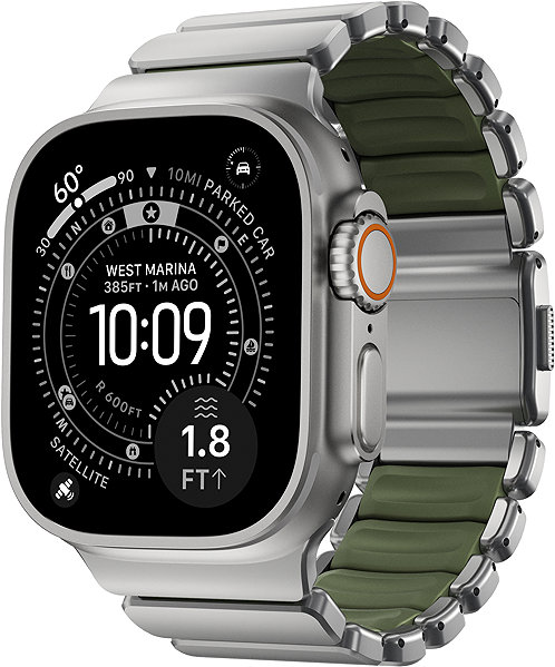 Armband Nomad Stratos Band AW 45 mm / 46 mm / 49 mm Natural Titanium Forest Green ...