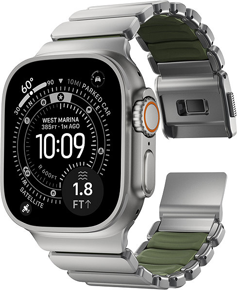Armband Nomad Stratos Band AW 45 mm / 46 mm / 49 mm Natural Titanium Forest Green ...