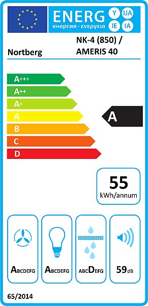 Extractor Hood Nortberg Ameris Black Matt island hood - 40 cm Energy label