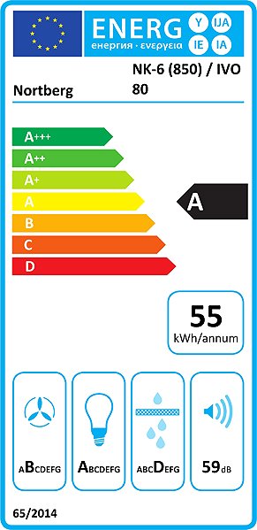 Extractor Hood Nortberg Ivo White chimney hood - 80 cm Energy label