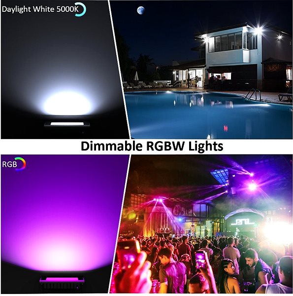 LED Reflector NOVOSTELLA 100W RGBW Wi-Fi Smart Flood Light 1 Pack Features/technology