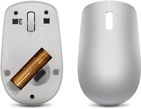 Egér Lenovo 530 Wireless Mouse (Platinum Grey) + akkumulátor Alulnézet