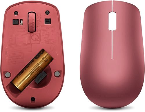 Egér Lenovo 530 Wireless Mouse (Cherry Red) + elem Alulnézet