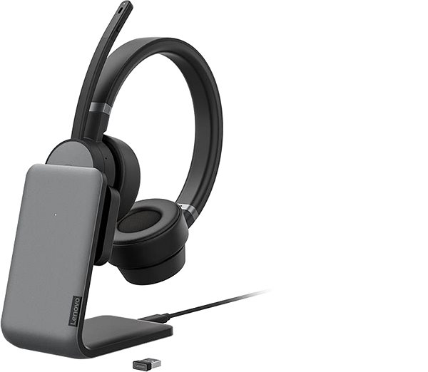 Vezeték nélküli fül-/fejhallgató Lenovo Go Wireless ANC Headset töltőállvánnyal ...