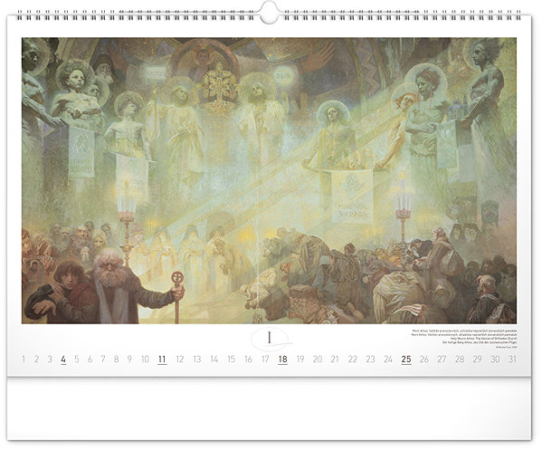 Falinaptár NOTIQUE Szlovák eposz - Alfons Mucha 2026, 48 x 33 cm ...