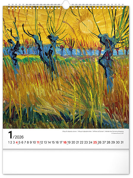 Nástenný kalendár NOTIQUE Vincent van Gogh 2026, 30 × 34 cm ...