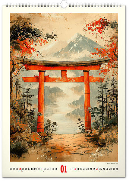 Falinaptár NOTIQUE Vintage poszterek - japán művészet 2026, 33 x 46 cm ...