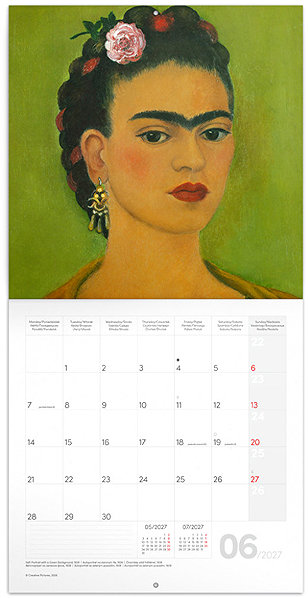 Falinaptár NOTIQUE Frida Kahlo 2027, jegyzetnaptár, 30×30 cm ...