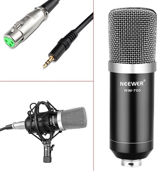 Mikrofón Neewer NW-700 profesionálna zostava 6 v 1 Bočný pohľad