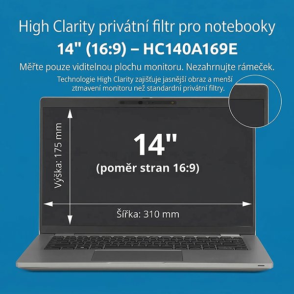 Sichtschutzfolie Kensington High Clarity Privatfilter für Laptop 14'' 16:9 ...