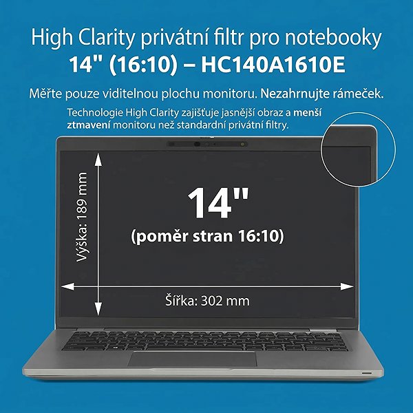 Sichtschutzfolie Kensington High Clarity Privatfilter für Laptop 14'' 16:10 ...