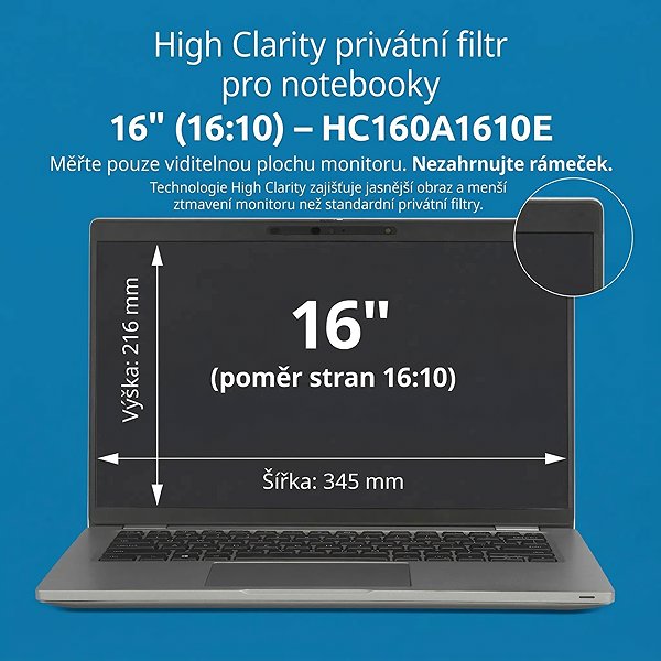 Sichtschutzfolie Kensington High Clarity Privatfilter für Laptop 16'' 16:10 ...