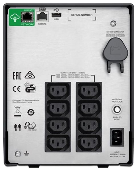 Uninterruptible Power Supply APC Smart-UPS C 1500VA LCD LAN Back page
