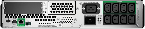 Notstromversorgung APC Smart-UPS 2200VA LCD RM 2U 230V mit SmartConnect für Rack Rückseite