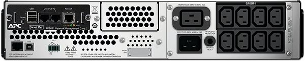 Szünetmentes tápegység APC Smart-UPS 2200VA LCD RM 2U 230V rack állványba, hálózati kártyával Hátoldal