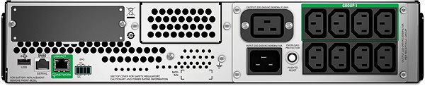 Szünetmentes tápegység APC Smart-UPS 3000VA LCD RM 2U 230V SmartConnect rack Hátoldal
