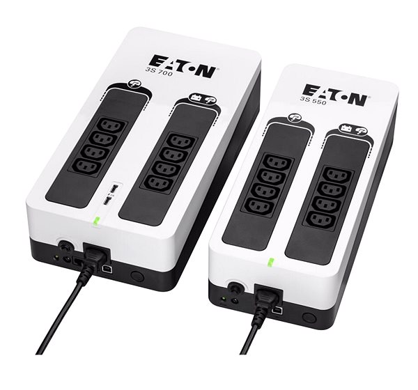 Notstromversorgung EATON UPS 3S 700 IEC Tower, USB, USB Ladegerät Seitlicher Anblick