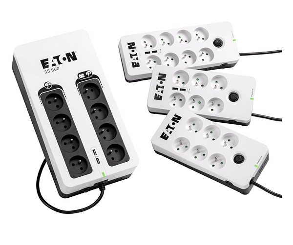 Notstromversorgung EATON UPS 3S 850 FR Tower, USB, USB-Ladegerät Seitlicher Anblick
