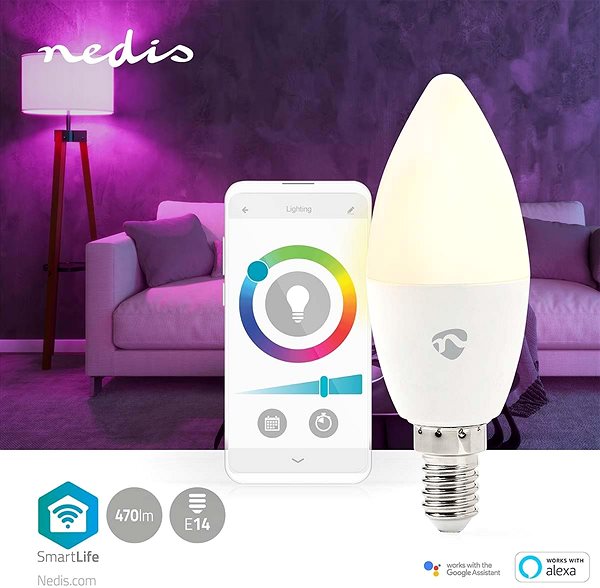 LED-Birne NEDIS smarte LED-Glühbirne WIFILRC10E14 Lifestyle 2