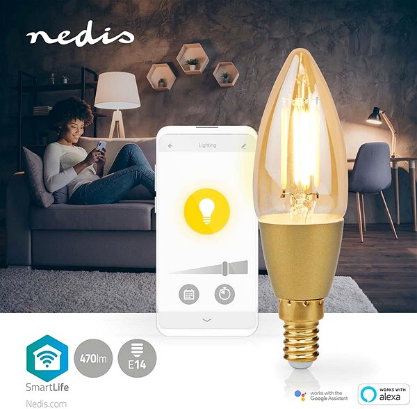 LED žiarovka NEDIS inteligentná LED žiarovka WIFILRF10C37 Lifestyle 2